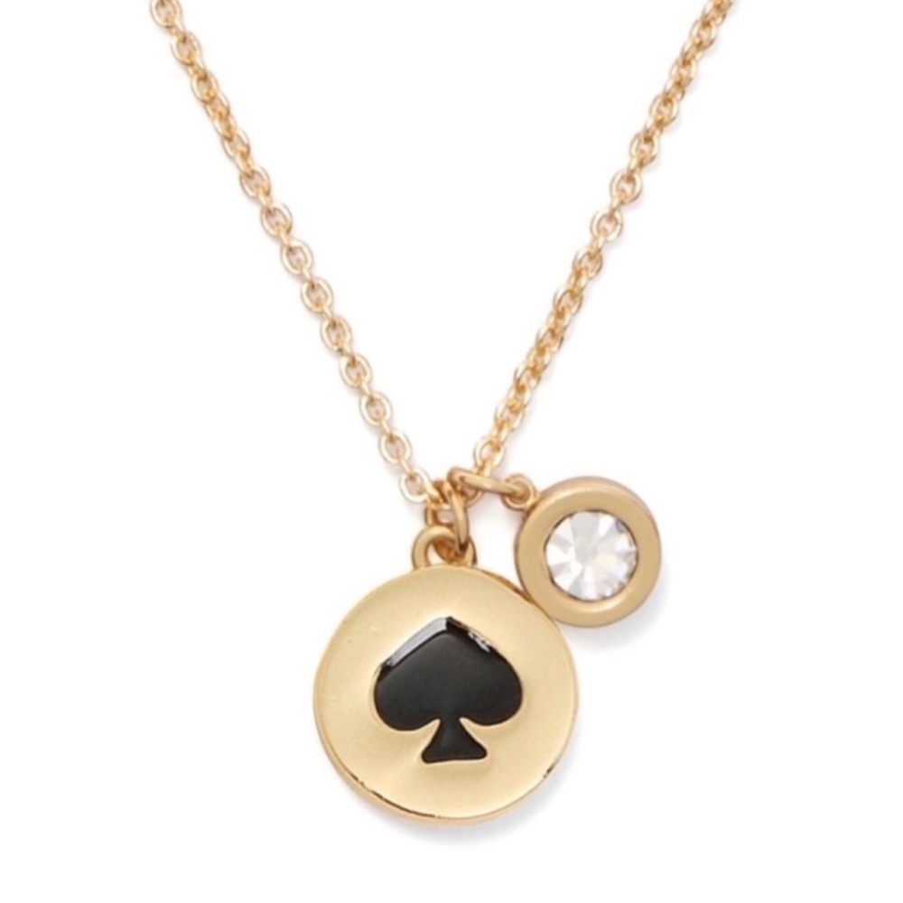 Kate Spade NWT Spot the Spade Gold Necklace with Black Spade Pendant